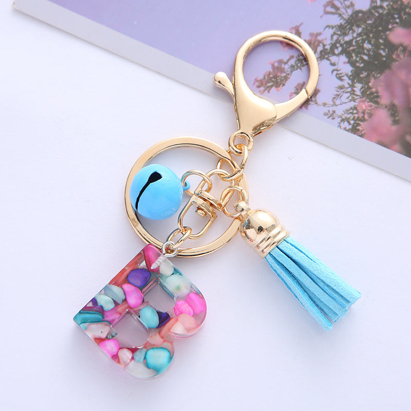 Wholesale English Alphabet Tassel Pendant Resin Drop Glue Keychains